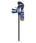Heavy Duty One Handed Bar Clamp With Quick Change Spreader Removable Swivel Jaws And Non Marring Pads, upright view