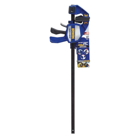 Heavy Duty One Handed Bar Clamp With Quick Change Spreader Removable Swivel Jaws And Non Marring Pads, upright view