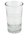 Funny RC Planes Gift Idea For Hobbyists A RC Aircraft Shot Glass For Plane Pilots And Radio Controlled Aircraft Fans A Clever My First Plane Keepsake Killer Gift For RC Enthusiasts engraved with "My first plane has been in a tree for a year now."
