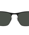 Unisex Square Sunglasses With Polarized Lenses, Matte Black On Black Frame, Dark Grey Tint, 57mm Lens Width, front view