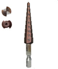 Cobalt Step Drill Bit Set With 1/4 Inch Hex Shank for Metal, showing size progression from 4-12mm and HSS Co markings.