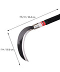 Two Piece Manganese Steel Weeding Sickle Ergonomic Short Handle Garden Tool Set with 26cm blade, ergonomic grip, side view