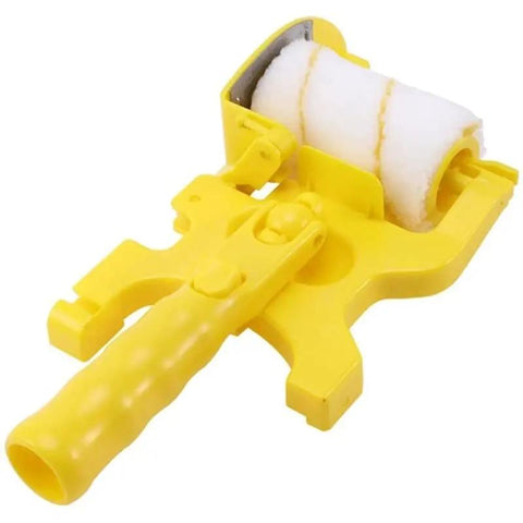 Professional 7 Piece Paint Edger Roller Tool Kit For Immaculate Wall And Ceiling Lines Blazing Fast Tape Free Coating, yellow roller setup.