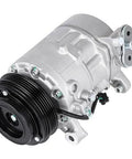 Bulletproof Heavy Duty AC Compressor For Chevrolet Silverado Tahoe Suburban GMC Sierra No Sweat Direct Swap Kit For 4.3L 5.3L 6.2L Gas V8 Trucks side view showcasing durable metallic housing and black pulley.