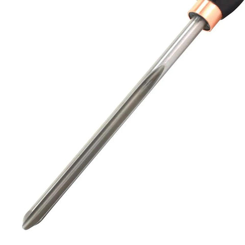 Top Shelf 1/2 Inch M42 High Speed Steel Bowl Gouge For Woodturning featuring shiny stainless blade and brass ferrule.