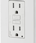 Nailed It 15 Amp Dual Function AFCI GFCI Outlet With Quick Self Test Cycle and Tamper Resistant Plate in white.