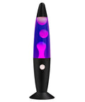 Purple Liquid Motion Lamp For Adults And Kids Magma Motion Lamp with white wax flows, black base, glass nightlight, home decor angle