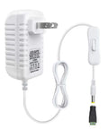 12V DC Power Supply With On Off Switch For LED Strip Lights, 2A 24W White Wall Wart Adapter, 100-240V AC Input, 12V 2A Output, Includes 5.5 By 2.1 Millimeter DC Female Connector, Easy Plug And Play, white wall wart with inline switch and DC connector