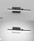 Slim Black Vanity Light For Bathroom Over Mirror With Adjustable Rotatable LED Fixture 19.7 Inch Bar 5500K Daylight On & Off