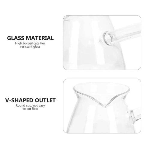 Clear Glass Turkish Coffee Pot 450ml Teapot For Hot And Cold Drinks With Retro Design, borosilicate glass and V-shaped outlet.