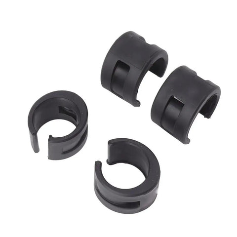 Chainstay Protector For Road And Mountain Bikes Rubber Frame Guard Pads Anti Scratch Rings For Fork And Chainstay Black Size 28.5 By 32 Mm Easy No Tool Mounting With Ties shown against white background.