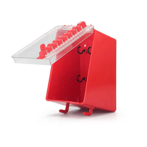Heavy Duty Lockout Tagout Lock Box For Group Padlock Safety Station, Wall Mounted With 8 Locking Positions, ABS Construction