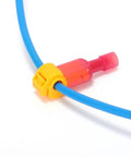 Close-up of a red terminal in the Massive 200 Count T Tap Wire Connectors Kit, 100 Pairs Quick Splice Red Terminals, AWG 22 To 18.