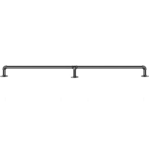 Rock Solid Six Foot Carbon Steel Staircase Handrail With Heavy Duty Wall Mounts Job Site Grade Industrial Pipe Railing supports four forty pounds in black.