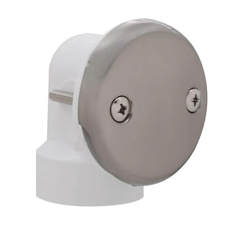 Top Shelf 14 By One And A Half Inch White Tubular Bath Waste Overflow Kit drain stopper with bright satin nickel finish.