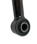 Front Adjustable Track Bar And Panhard Bar For A 2 To 6 Inch Lifted Ford F 250 F 350 Super Duty And 2000 2005 Excursion 4WD That Boosts Axle Alignment And Handling With Durable High Strength Steel. close-up of black steel bushing end