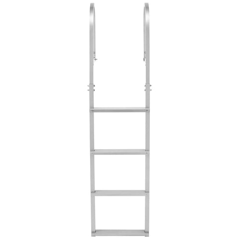 Removable Aluminum Dock Ladder With Four Super Grippy Treads, Built Tough Pontoon Boat Swim Ladder, showing four non-slip steps.