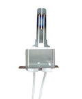 Furnace Igniter For Goodman Modine 115V Hot Surface Igniter Replacement with ceramic base and 4 inch wire, front view.