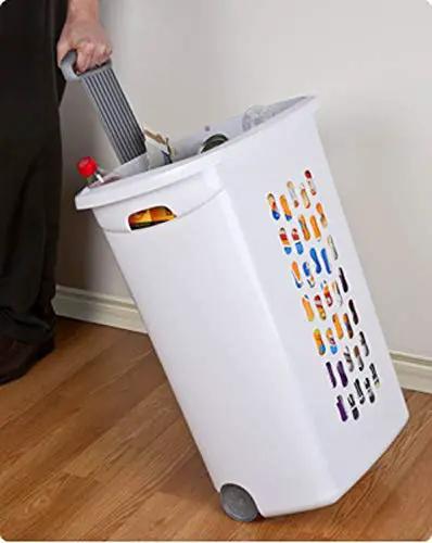 Heavy Duty Wheeled Laundry Hamper With Secure Lid And Smooth Rolling Wheels For No Sweat Hauling Of Dirty Clothes And Towels, Solid White Plastic Build