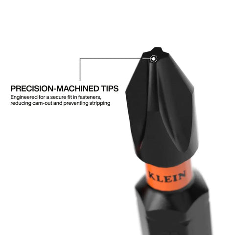 Close-up of precision-machined bit from 32 Piece Drill And Driver Bit Set With Titanium Coated Drill Bits And Impact Rated Driver Bits Quick Connect Shanks Precision Machined Bits MODbox Compatible Storage Case Pro Grade Tool Kit For Home Workshop Or Jobsite.