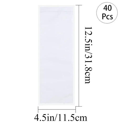 40 Pcs Transparent Desk Nameplate Pockets 12.5 X 4.5 Inch Self Adhesive, 7 Mil Thickness, dimensions labeled