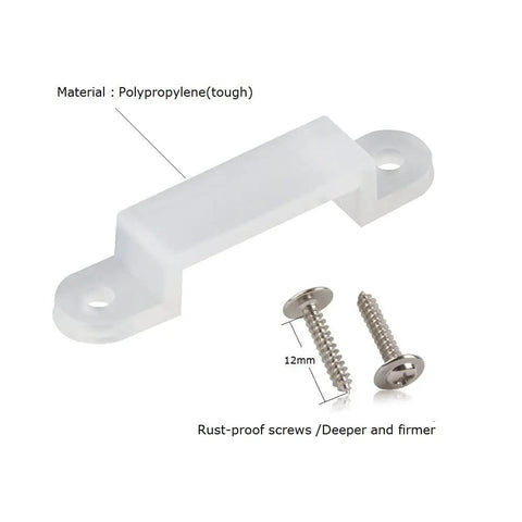 100 Pack LED Strip Light Mounting Brackets And Clips With Holders And 200 Screws For 12mm Wide IP67 IP68 Waterproof LED Tape Lights shown