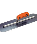 Blue Steel Pool Trowel With ProForm Handle L-Shank 24 By 5 Inch For Smooth Concrete Finishing Pro Grade Tool on white background