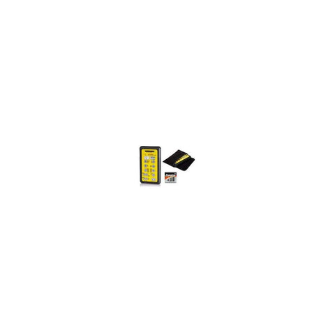 Multi Battery Tester For Quick No Fuss Battery Health Checks With Pulse Load Test Instantly Spot Weak Or Failing Cells No Setup Or Switches Perfect Tool For Battery Management And Accurate Cell Matching. compact yellow battery tester with pouch and AA battery