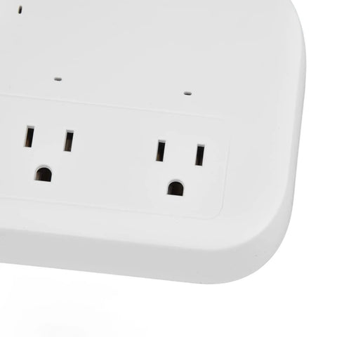 Heavy Duty Smart Surge Protector Power Strip With Four Usb Ports For Fast Phone Charging And Ultra Tidy Home Office Outlet Organization Heavy Hitter Setup white power strip with dual AC outlets.