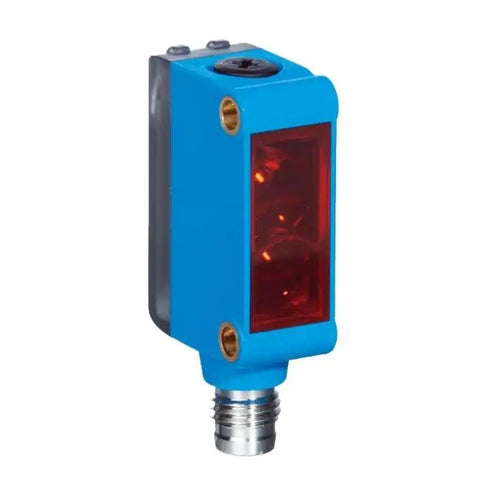 Heavy Duty Photoelectric Sensor Model WTB27-3P2413S09 for Industrial Automation, blue housing, red sensor lens
