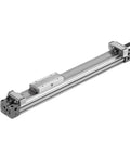 Top Shelf Precision Pneumatic Rodless Cylinder With 25Mm Bore And 750Mm Stroke on a guiding rail for industrial automation.