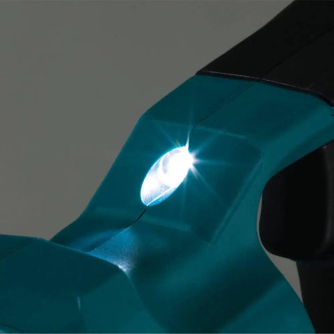 Close-up of LED light on 18V LXT Cordless Straight Metal Shear With Brushless Motor, illuminating work area, tool detail
