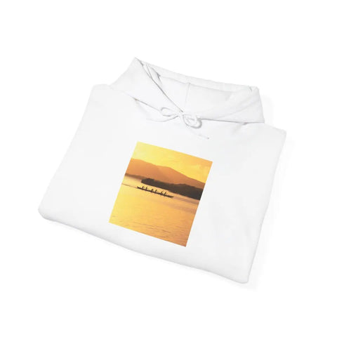 Cozy Hooded Sweatshirt With Sunset Molokai Hawaii Outrigger Canoe Art Made From 100 Percent US Grown Cotton Under US Cotton Trust Protocol