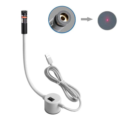 Plug And Play USB Laser Alignment Light With Slick Magnetic Mount For Sewing And Craft Cutting, showing USB connection and flexible arm.