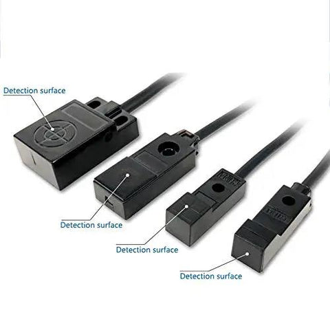 12 To 24V DC Inductive Proximity Sensor Switch NPN Normally Open 3 Wire Metal Detector, various angles shown, detection surfaces marked