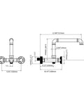 Diagram of Modern Industrial Pipe Wall Mounted Bathtub Filler Faucet With Hand Shower Three Handle Tub Faucet Swivel Spout Kit