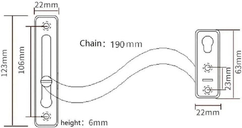 Beefy Stainless Steel Door Security Chain Stopper Featuring Two Inch Ventilation Gap And Rust Resistant Brushed Finish For Front Door Giving You Total Peace Of Mind Setup dimensions diagram