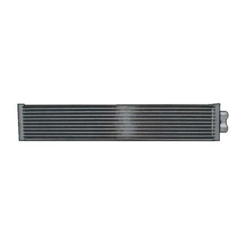 Upgrade Your Ride With This Heavy Duty Transmission Oil Cooler For Ram And ProMaster Vans 2014 To 2018 Featuring Reliable Fits For The 3.6 L Engine To Keep Things Cool And Running Smooth Without Breaking The Bank On Parts. long aluminum transmission oil cooler, front view