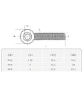 Diagram illustrating dimensions of 2 Pack 304 Stainless Steel M12 90mm Machinery Shoulder Swing Lifting Eye Bolts for Heavy Lifting and Rigging