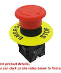 Red 22mm Mushroom Emergency Stop Push Button Switch 2NC Latching With Panel Mount 660V AC 10A 2 Pack Adjustable Mount Hole Durable Safety Stop Button HB2ES544 1 Year Warranty