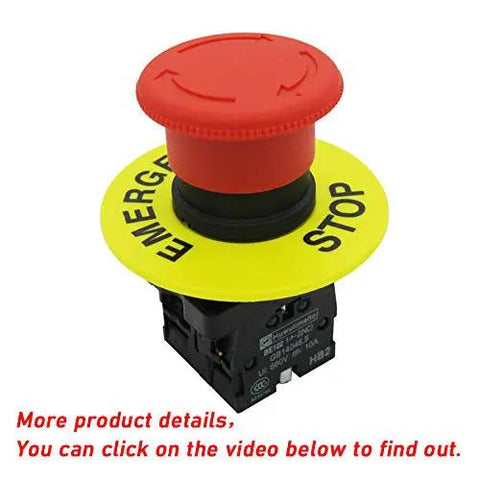 Red 22mm Mushroom Emergency Stop Push Button Switch 2NC Latching With Panel Mount 660V AC 10A 2 Pack Adjustable Mount Hole Durable Safety Stop Button HB2ES544 1 Year Warranty