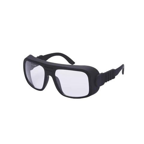 Kickass Heavy Duty Infrared Laser Safety Glasses With OD Six Plus Rating For CO2 Units shield eyes, black wrap-around design.