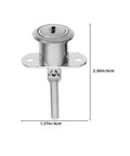 Close-up of Hidden Desk Drawer Locks With Keys For Office Furniture; zinc alloy material, 2.36in height, sleek design.
