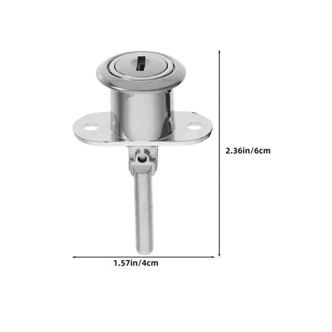Close-up of Hidden Desk Drawer Locks With Keys For Office Furniture; zinc alloy material, 2.36in height, sleek design.