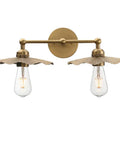 Two-Head Brass Wall Sconce Light With Flower Design Vintage Mid Century Style Vanity Lamp For Bathroom And Kitchen