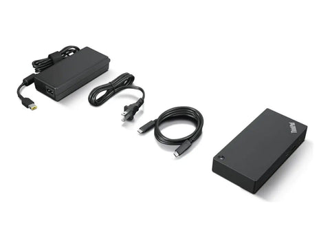 Heavy Duty Usb C Laptop Docking Station Dual Displayport Video Outputs With 135 Watt Power Supply aluminum hub and cables.