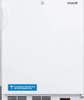 Top Shelf Slim Upright Freezer In Crisp White With Zero Hassle Factory Lock And Smooth Glide Drawers That Keep Samples Frosty Down To Minus Twenty Five Celsius. Front view with digital temperature display.