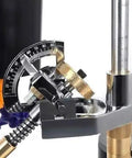 Close-up of the adjustable angle gauge on the 6 Inch Bench Grinder Polishing Machine Gemstone Lathe for precise cutting.