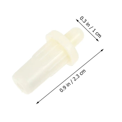 40 Piece Spring Loaded Shutter Repair Pins With Heavy Duty Plastic Louver Insert Kit For Quick Window Fan Fixes, white plastic insert close-up.