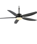 52 inch Outdoor Ceiling Fan with Light, IP65 Waterproof, 6 Speed Remote, sleek black design with integrated LED light.